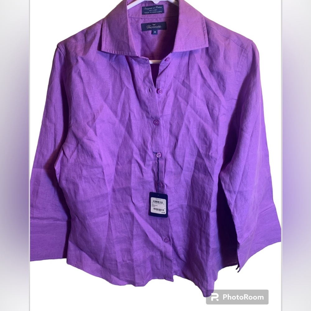 Women’s 100% linen blouse size M in purple